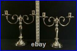 Vintage Pair Silver Plated Bronze Christofle Candelabras Fleuron France VFINE