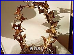 Vintage Standing Circular Sculpture With Gold, Silver and Bronze Tone Butterflies