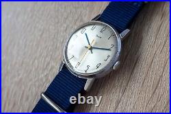 Vintage mechanical wind up watch POBEDA ZIM new strap serviced USSR 40 years old