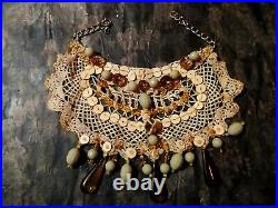 Woman necklace choker jewelry embroidered crystal stone gothic collier collar 14