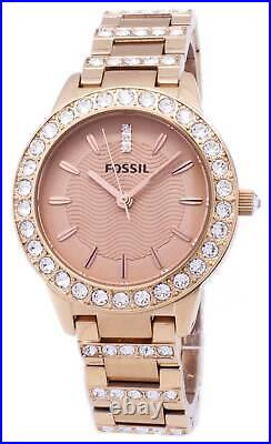 Womens Wristwatch FOSSIL JESSE ES3020 Stainless Steel Gold Rose Swarovski