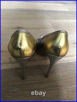 YSL Saint Laurent Gold Metallic Bronze Silver Heels